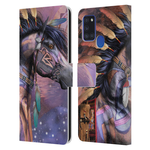 Laurie Prindle Fantasy Horse Native American Shaman Leather Book Wallet Case Cover For Samsung Galaxy A21s (2020)