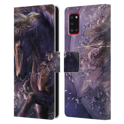 Laurie Prindle Fantasy Horse Chimera Black Rose Unicorn Leather Book Wallet Case Cover For Samsung Galaxy A31 (2020)