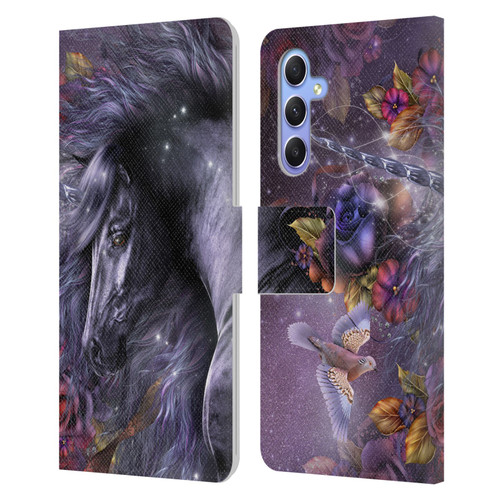 Laurie Prindle Fantasy Horse Blue Rose Unicorn Leather Book Wallet Case Cover For Samsung Galaxy A34 5G