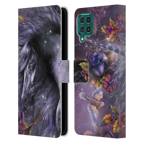 Laurie Prindle Fantasy Horse Blue Rose Unicorn Leather Book Wallet Case Cover For Samsung Galaxy F62 (2021)