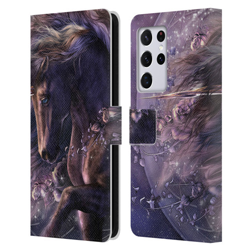 Laurie Prindle Fantasy Horse Chimera Black Rose Unicorn Leather Book Wallet Case Cover For Samsung Galaxy S21 Ultra 5G