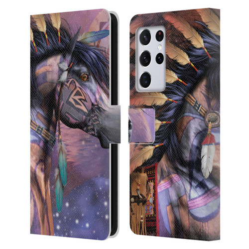 Laurie Prindle Fantasy Horse Native American Shaman Leather Book Wallet Case Cover For Samsung Galaxy S21 Ultra 5G