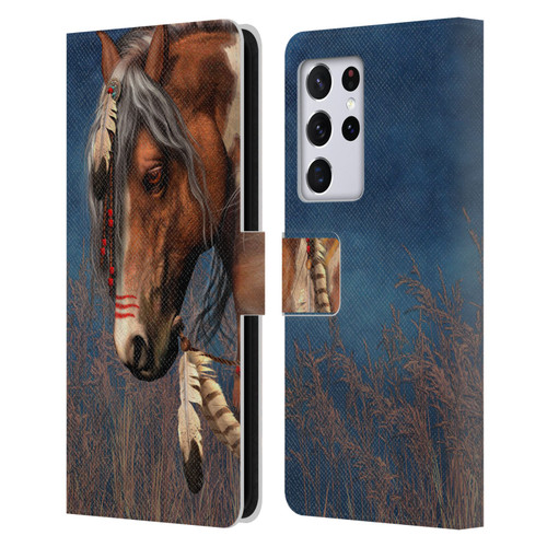 Laurie Prindle Fantasy Horse Native American War Pony Leather Book Wallet Case Cover For Samsung Galaxy S21 Ultra 5G