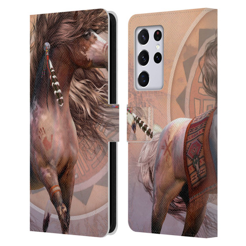 Laurie Prindle Fantasy Horse Spirit Warrior Leather Book Wallet Case Cover For Samsung Galaxy S21 Ultra 5G