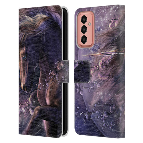 Laurie Prindle Fantasy Horse Chimera Black Rose Unicorn Leather Book Wallet Case Cover For Samsung Galaxy M13 (2022)