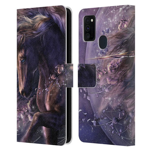 Laurie Prindle Fantasy Horse Chimera Black Rose Unicorn Leather Book Wallet Case Cover For Samsung Galaxy M30s (2019)/M21 (2020)