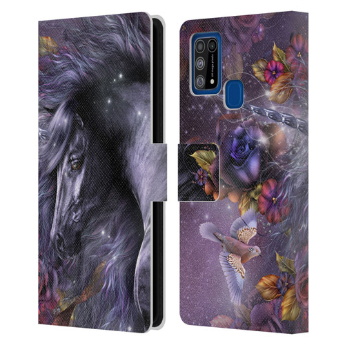 Laurie Prindle Fantasy Horse Blue Rose Unicorn Leather Book Wallet Case Cover For Samsung Galaxy M31 (2020)