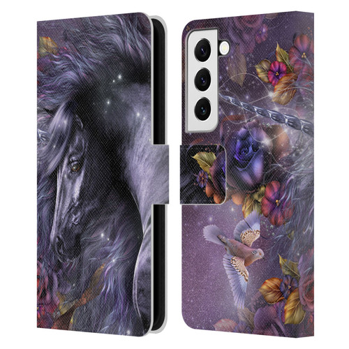 Laurie Prindle Fantasy Horse Blue Rose Unicorn Leather Book Wallet Case Cover For Samsung Galaxy S22 5G