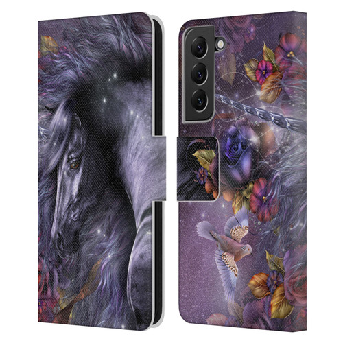 Laurie Prindle Fantasy Horse Blue Rose Unicorn Leather Book Wallet Case Cover For Samsung Galaxy S22+ 5G