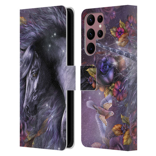 Laurie Prindle Fantasy Horse Blue Rose Unicorn Leather Book Wallet Case Cover For Samsung Galaxy S22 Ultra 5G