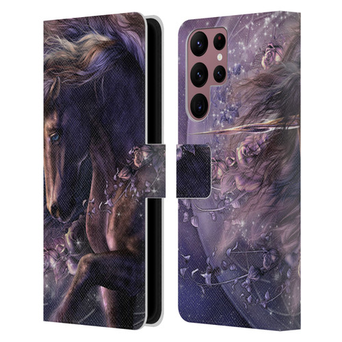 Laurie Prindle Fantasy Horse Chimera Black Rose Unicorn Leather Book Wallet Case Cover For Samsung Galaxy S22 Ultra 5G