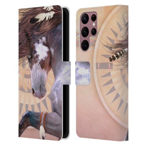 Laurie Prindle Fantasy Horse Native Spirit Leather Book Wallet Case Cover For Samsung Galaxy S22 Ultra 5G