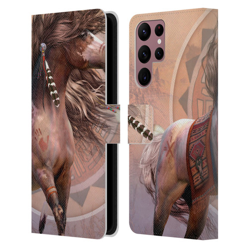 Laurie Prindle Fantasy Horse Spirit Warrior Leather Book Wallet Case Cover For Samsung Galaxy S22 Ultra 5G