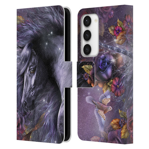 Laurie Prindle Fantasy Horse Blue Rose Unicorn Leather Book Wallet Case Cover For Samsung Galaxy S23 5G