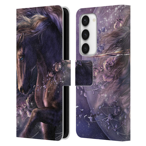 Laurie Prindle Fantasy Horse Chimera Black Rose Unicorn Leather Book Wallet Case Cover For Samsung Galaxy S23 5G