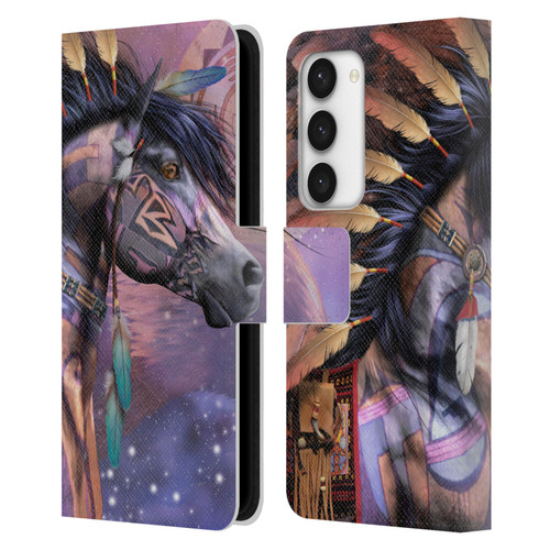 Laurie Prindle Fantasy Horse Native American Shaman Leather Book Wallet Case Cover For Samsung Galaxy S23 5G