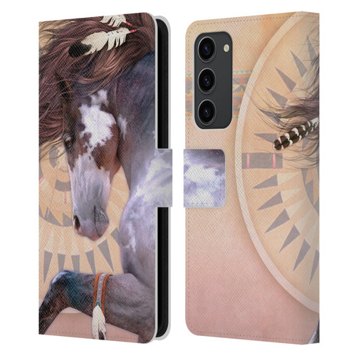 Laurie Prindle Fantasy Horse Native Spirit Leather Book Wallet Case Cover For Samsung Galaxy S23+ 5G
