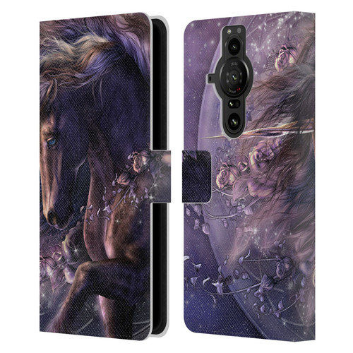 Laurie Prindle Fantasy Horse Chimera Black Rose Unicorn Leather Book Wallet Case Cover For Sony Xperia Pro-I