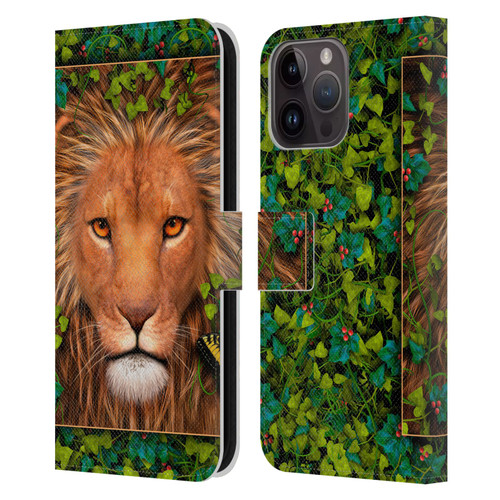 Laurie Prindle Lion Return Of The King Leather Book Wallet Case Cover For Apple iPhone 15 Pro Max