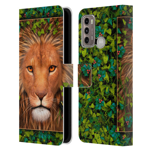 Laurie Prindle Lion Return Of The King Leather Book Wallet Case Cover For Motorola Moto G60 / Moto G40 Fusion