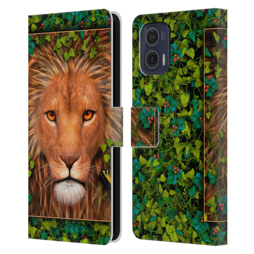 Laurie Prindle Lion Return Of The King Leather Book Wallet Case Cover For Motorola Moto G73 5G