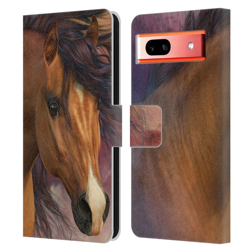 Laurie Prindle Western Stallion Flash Leather Book Wallet Case Cover For Google Pixel 7a