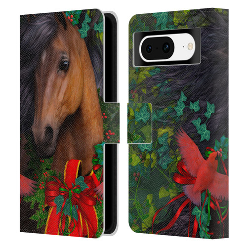 Laurie Prindle Western Stallion A Morgan Christmas Leather Book Wallet Case Cover For Google Pixel 8