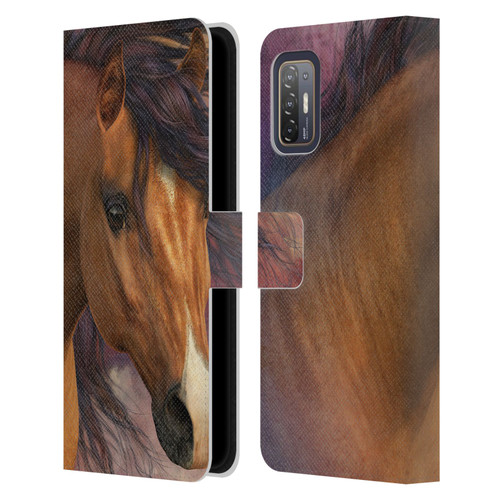 Laurie Prindle Western Stallion Flash Leather Book Wallet Case Cover For HTC Desire 21 Pro 5G