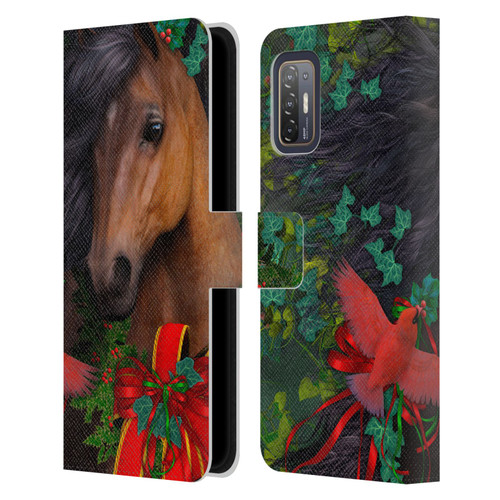 Laurie Prindle Western Stallion A Morgan Christmas Leather Book Wallet Case Cover For HTC Desire 21 Pro 5G