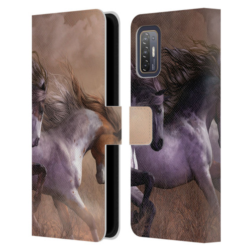 Laurie Prindle Western Stallion Run To Freedom Leather Book Wallet Case Cover For HTC Desire 21 Pro 5G