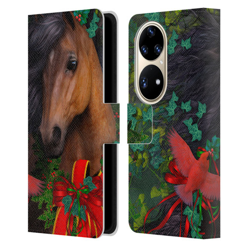 Laurie Prindle Western Stallion A Morgan Christmas Leather Book Wallet Case Cover For Huawei P50 Pro