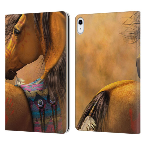 Laurie Prindle Western Stallion Kiowa Gold Leather Book Wallet Case Cover For Apple iPad 10.9 (2022)