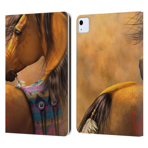 Laurie Prindle Western Stallion Kiowa Gold Leather Book Wallet Case Cover For Apple iPad Air 2020 / 2022