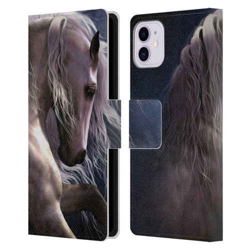 Laurie Prindle Western Stallion Night Silver Ghost II Leather Book Wallet Case Cover For Apple iPhone 11