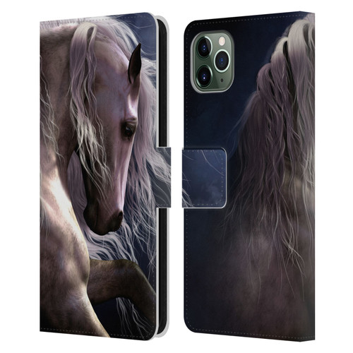 Laurie Prindle Western Stallion Night Silver Ghost II Leather Book Wallet Case Cover For Apple iPhone 11 Pro Max