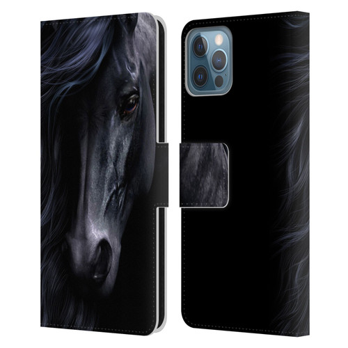 Laurie Prindle Western Stallion The Black Leather Book Wallet Case Cover For Apple iPhone 12 / iPhone 12 Pro