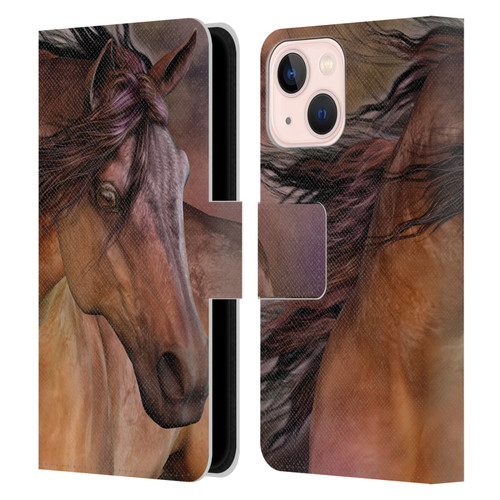 Laurie Prindle Western Stallion Belleze Fiero Leather Book Wallet Case Cover For Apple iPhone 13 Mini
