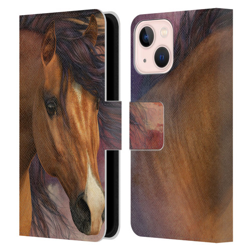 Laurie Prindle Western Stallion Flash Leather Book Wallet Case Cover For Apple iPhone 13 Mini