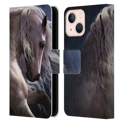 Laurie Prindle Western Stallion Night Silver Ghost II Leather Book Wallet Case Cover For Apple iPhone 13 Mini