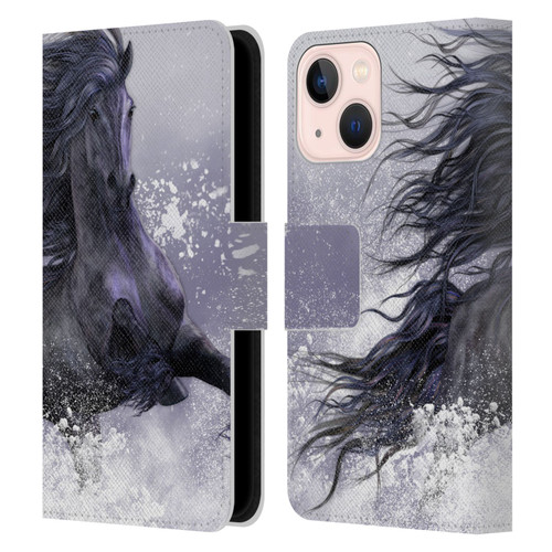 Laurie Prindle Western Stallion Winter Thunder Leather Book Wallet Case Cover For Apple iPhone 13 Mini