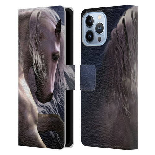 Laurie Prindle Western Stallion Night Silver Ghost II Leather Book Wallet Case Cover For Apple iPhone 13 Pro Max