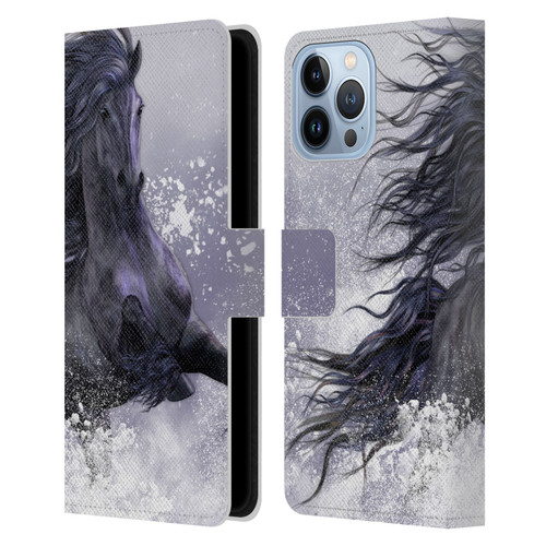 Laurie Prindle Western Stallion Winter Thunder Leather Book Wallet Case Cover For Apple iPhone 13 Pro Max