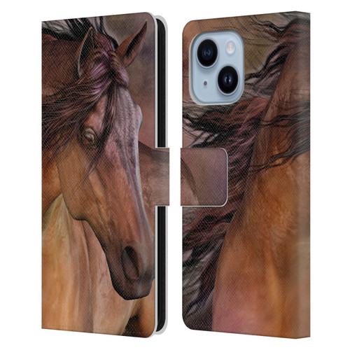 Laurie Prindle Western Stallion Belleze Fiero Leather Book Wallet Case Cover For Apple iPhone 14 Plus