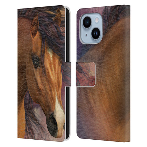 Laurie Prindle Western Stallion Flash Leather Book Wallet Case Cover For Apple iPhone 14 Plus