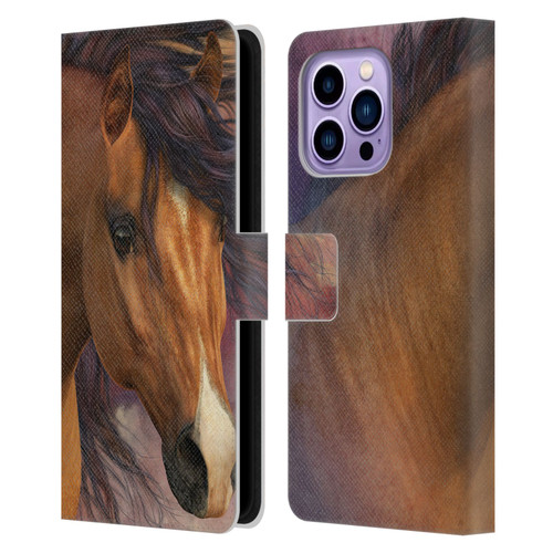 Laurie Prindle Western Stallion Flash Leather Book Wallet Case Cover For Apple iPhone 14 Pro Max