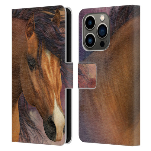 Laurie Prindle Western Stallion Flash Leather Book Wallet Case Cover For Apple iPhone 14 Pro