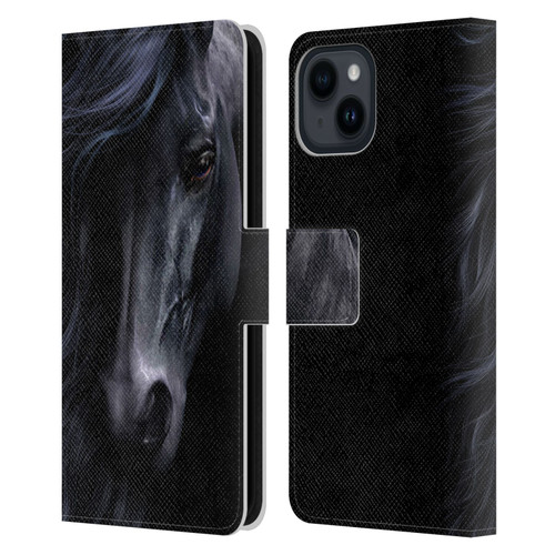 Laurie Prindle Western Stallion The Black Leather Book Wallet Case Cover For Apple iPhone 15