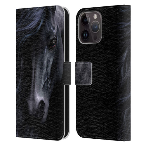 Laurie Prindle Western Stallion The Black Leather Book Wallet Case Cover For Apple iPhone 15 Pro Max
