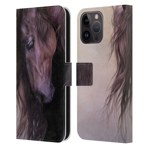Laurie Prindle Western Stallion Equus Leather Book Wallet Case Cover For Apple iPhone 15 Pro Max