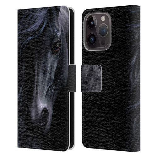 Laurie Prindle Western Stallion The Black Leather Book Wallet Case Cover For Apple iPhone 15 Pro